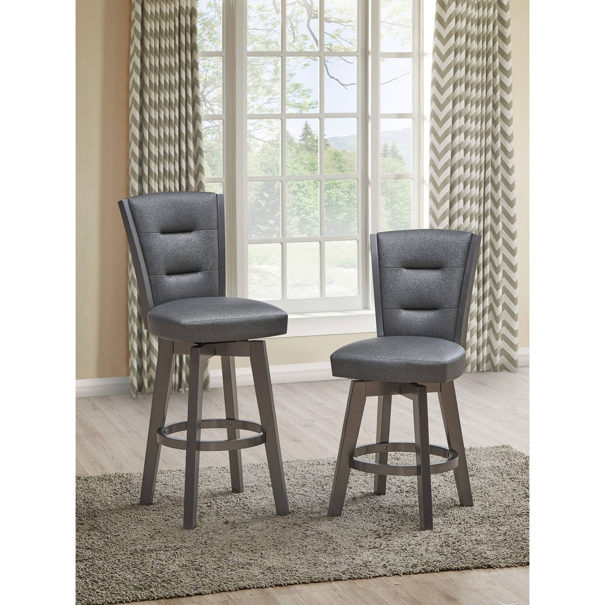 Glitter Grey Faux Leather Bar Chairs, Set of 2 T80021