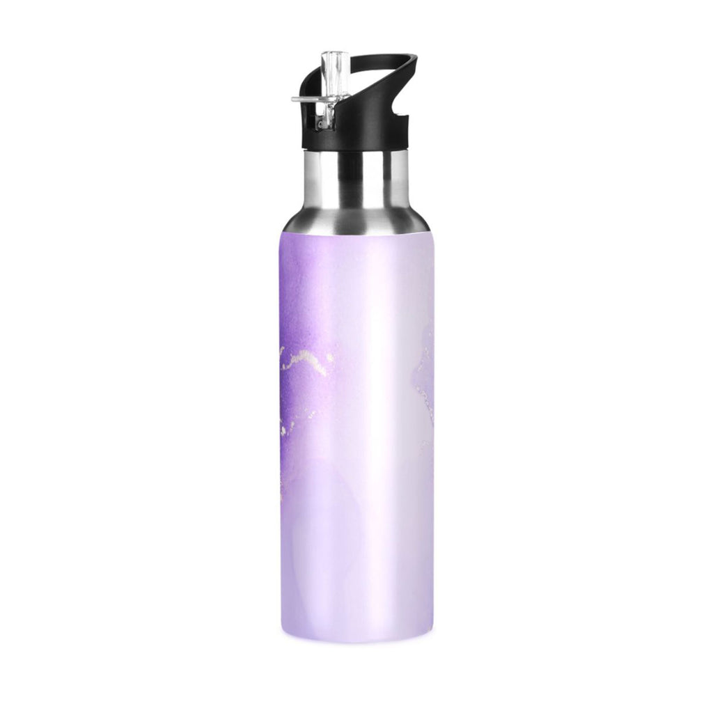 Purple Marble Stainless Steel Insulated Water Bottle with Straw Lid W54810