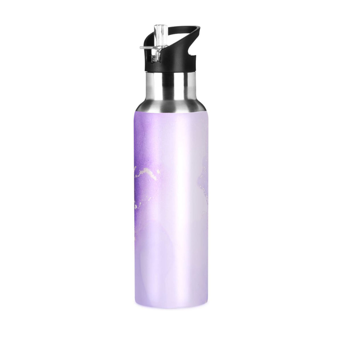 Purple Marble Stainless Steel Insulated Water Bottle with Straw Lid W54810
