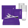 120 Settings Grape Purple Square Disposable Plastic Wedding Value Set J742