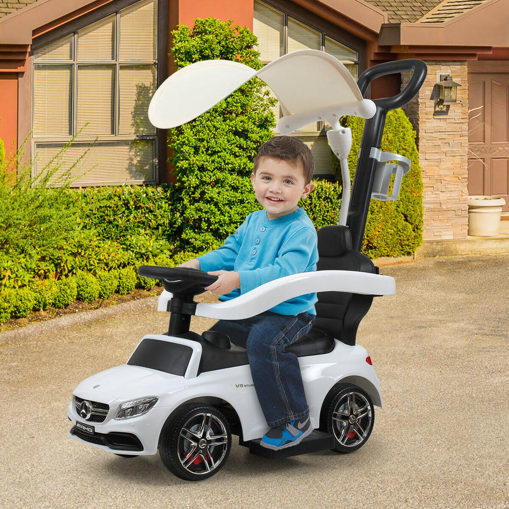 White Toddler Push Car with Canopy L712