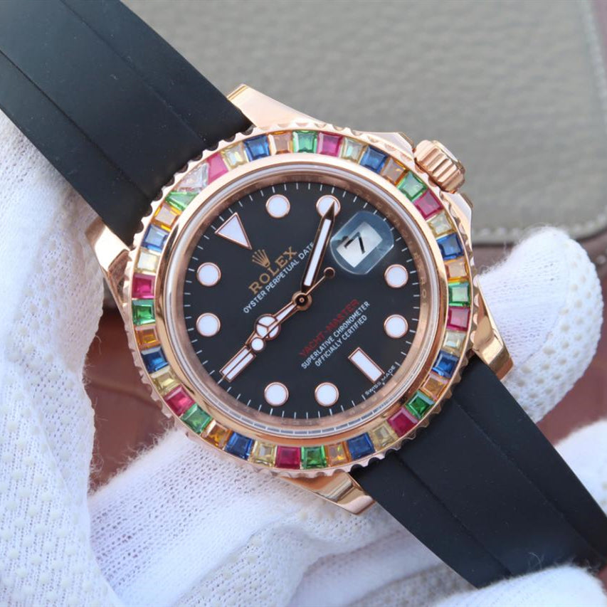 Black Dial Rubber Strap 40mm Watch F6833